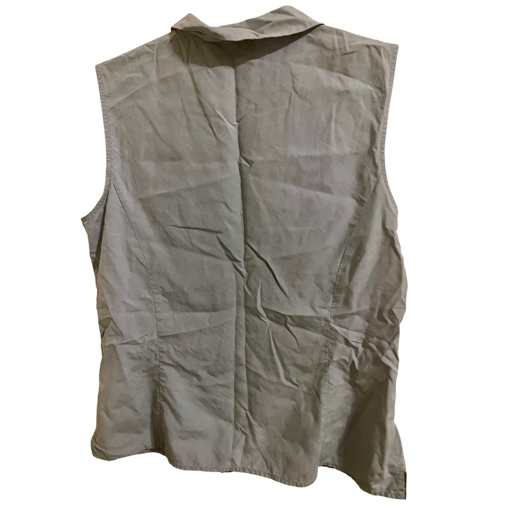 Ann Taylor 100% Silk Chiffon Blue Sleeveless Blouse Size 10 - Picture 6 of 7